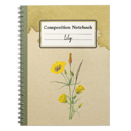Cuaderno Golden Bowl Mariposa Flor Comp Personalizado