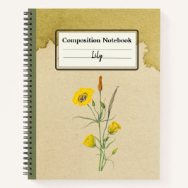 Cuaderno Golden Bowl Mariposa Flor Comp Personalizado