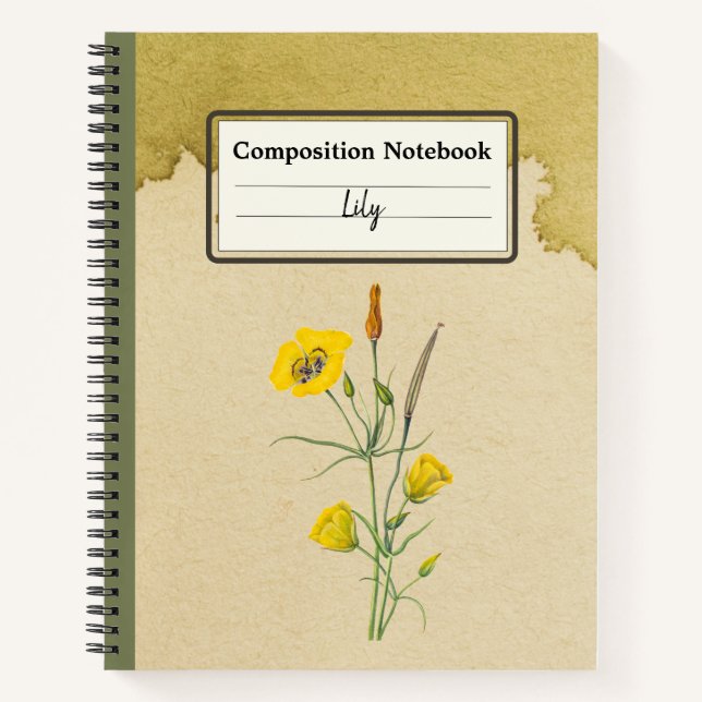 Cuaderno Golden Bowl Mariposa Flor Comp Personalizado (Anverso)
