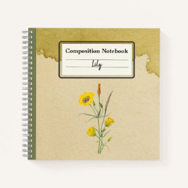 Cuaderno Golden Bowl Mariposa Flor Comp Personalizado
