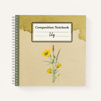 Cuaderno Golden Bowl Mariposa Flor Comp Personalizado