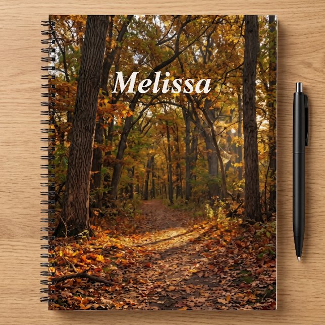 Cuaderno Golden Canopy Autumn Path Custom Name (Subido por el creador)