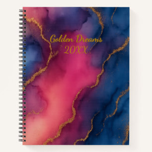 Cuaderno Golden Dreams Marble de oro azul rosado