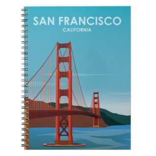 Cuaderno Golden Gate Bridge San Francisco Vintage Travel