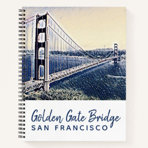 Cuaderno Golden Gate Bridge San Francisco Watercolor Art