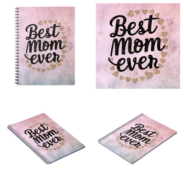 Cuaderno Golden Hearts Guión de moda a la mejor mamá del mu (Golden Hearts Trendy Script Best Mom Ever Modern Notebook)