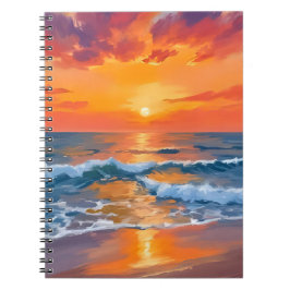 Cuaderno Golden Hour Sunset Ocean Beach Painting