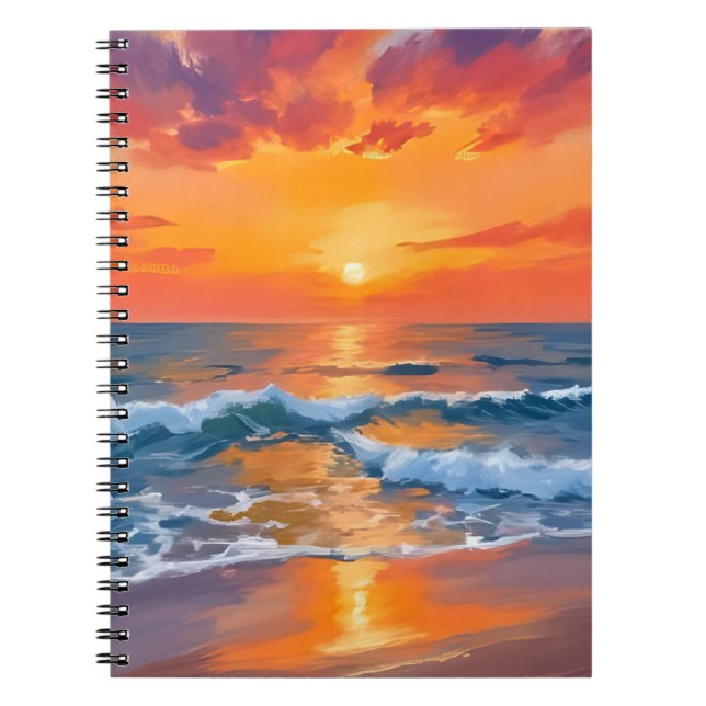 Cuaderno Golden Hour Sunset Ocean Beach Painting (Frente)