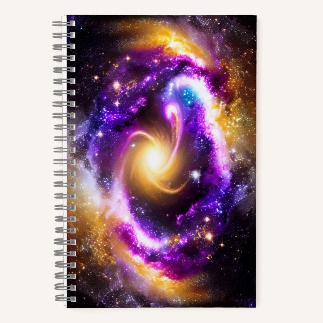 Cuaderno Golden Purple Blue Cosmos Sky Night Stars Galactic (Anverso)