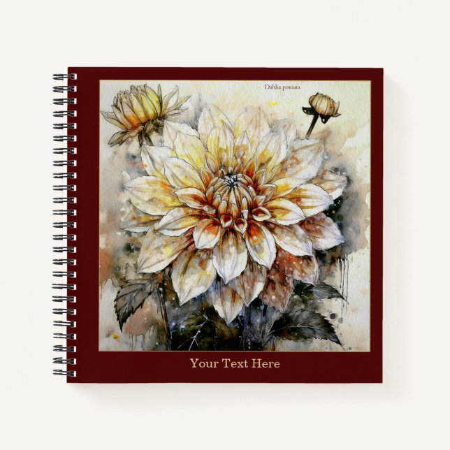 Cuaderno Golden Radiance: Watercolor Dahlia pinnata II  (Anverso)