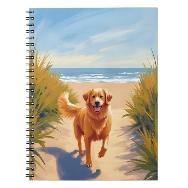 Cuaderno Golden Retriever Beach Path | Ocean Dog Pet (Frente)