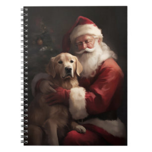 Cuaderno Golden Retriever Con Navidades De Santa Clause