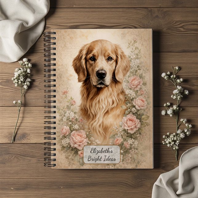 Cuaderno Golden Retriever con Rosas (Subido por el creador)
