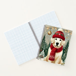 Cuaderno Golden Retriever con suéter festivo: ambiente navi