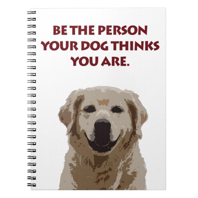 Cuaderno Golden Retriever con una buena cita (Frente)