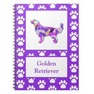 Cuaderno Golden Retriever Dog Silhouette Paw Purple PY&B