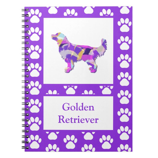 Cuaderno Golden Retriever Dog Silhouette Paw Purple PY&B (Frente)