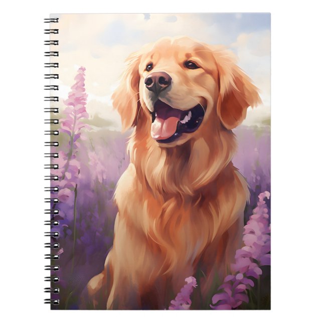 Cuaderno Golden Retriever en el campo Lavender (Frente)