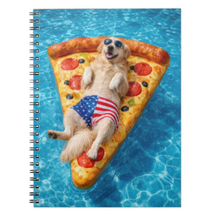Cuaderno Golden Retriever en un colchón inflable de rebanad