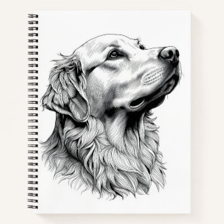 Cuaderno Golden Retriever Engraving Style Hardcover Journal