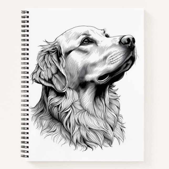 Cuaderno Golden Retriever Engraving Style Hardcover Journal (Anverso)