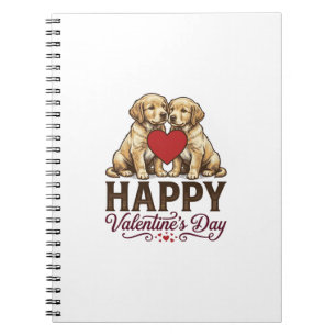 Cuaderno Golden Retriever Feliz Día de San Valentín