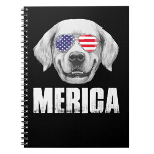Cuaderno Golden Retriever Goldie Dog Estados Unidos Bandera