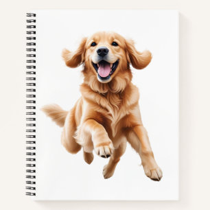 Cuaderno Golden Retriever Happy Playong Fun Saltando Al Air