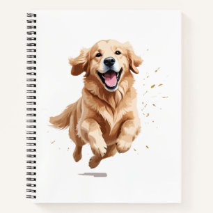 Cuaderno Golden Retriever Happy Playong Fun Saltando Al Air