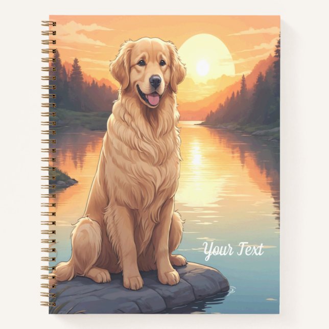 Cuaderno Golden Retriever junto al lago (Anverso)