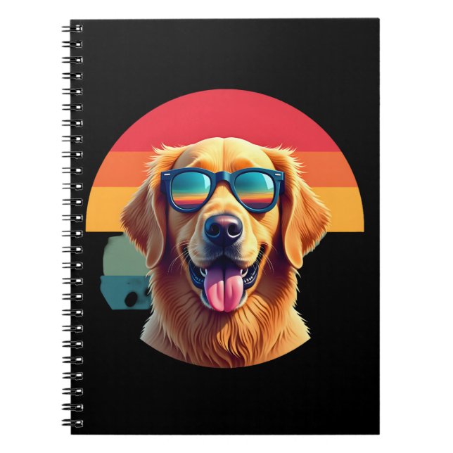 Cuaderno Golden Retriever para niños gafas de sol para niño (Frente)