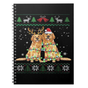 Cuaderno Golden retriever Perro feo de Navidad Divertida Na