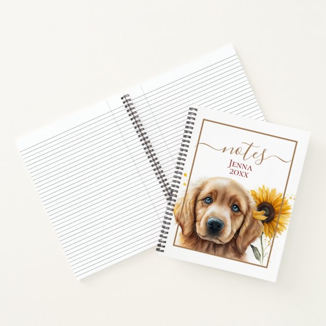 Cuaderno Golden Retriever Puppy Sunflower Personalizado (Interior)