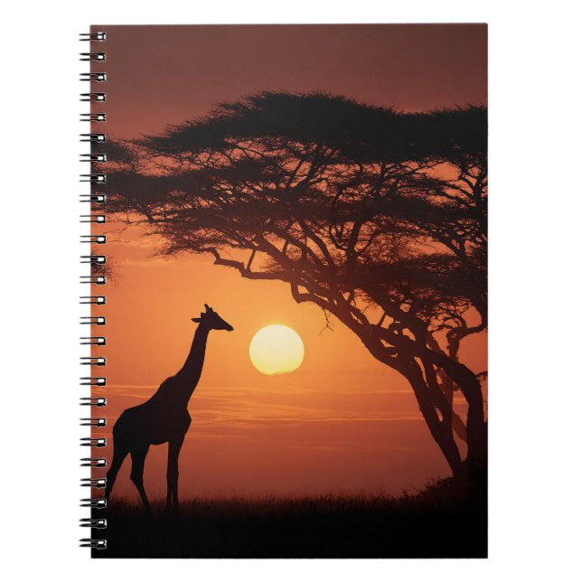 Cuaderno Golden Savannah Sunset Giraffe Silhouette (Frente)