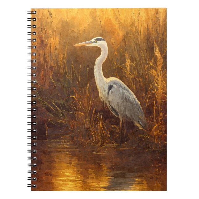 Cuaderno Golden Sunset Heron Marsh Reflema Arte (Frente)