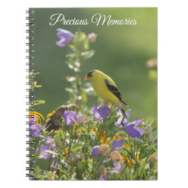 Cuaderno Goldfinch en una flor harebell