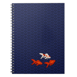 Cuaderno Goldfish on Seigaiha Pattern Customizable Japanese