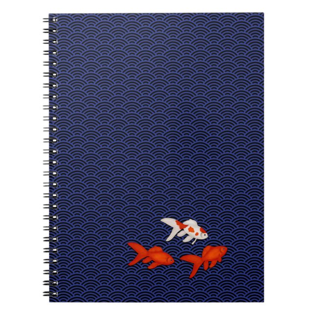 Cuaderno Goldfish on Seigaiha Pattern Customizable Japanese (Frente)