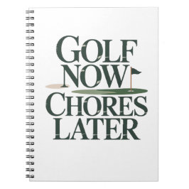 Cuaderno Golf Ahora Tareas Más Tarde Humor Retro de Golf