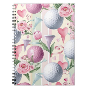 Cuaderno Golf de temática rosa con flores para Lady golfer