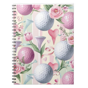 Cuaderno Golf de temática rosa con flores para Lady golfer
