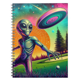 Cuaderno Golf en disco Alien con fondo planetario