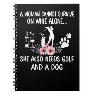 Cuaderno Golf Woman Golf Wine Dog Golf And Wine Golf Gift F