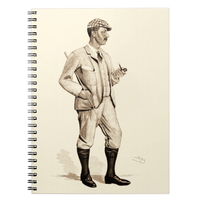 Cuaderno Golfer de época con tubería de tabaco y botas (Frente)