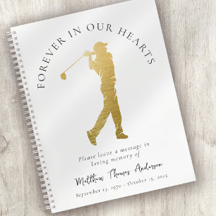 Cuaderno Golfer Forever en nuestro Hearts Funeral Guest Boo