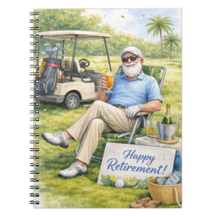 Cuaderno Golfista relajándose en la jubilación del campo de