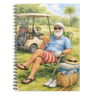 Cuaderno Golfista se relaja en campo de golf
