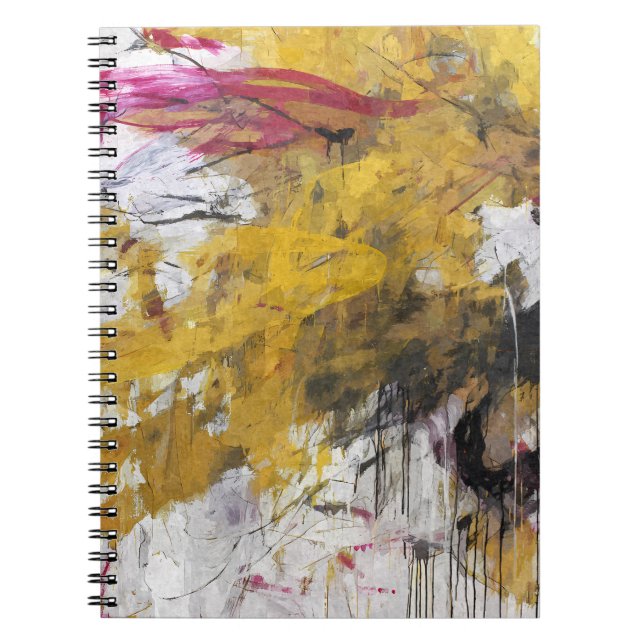 Cuaderno Golpe abstrato blanco rosado amarillo dorado (Frente)