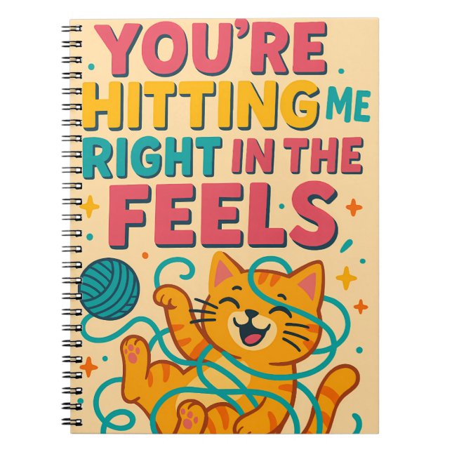 Cuaderno Golpeándome en el portátil Feels Cat (Frente)