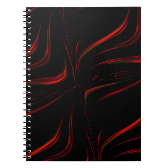 Cuaderno Golpes rojos ondulados sobre fondo negro (Frente)